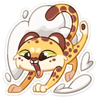 🏃‍♂️ leopardo, gato, animal, lindo, dibujos animados, pegatina telegram sticker