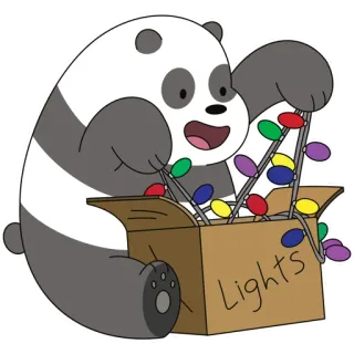 🎄 Lights panda, lampu, kartun, natal, liburan, We Bare Bears telegram sticker