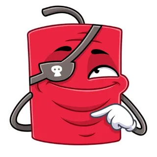 🙂 dinamite, pirata, explosivo, desenho animado, vermelho, perigo, caveira whatsapp sticker