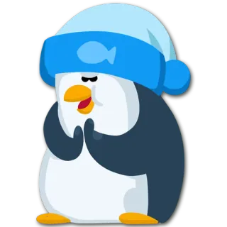 😈 penguin, cute, winter, sleepy, cartoon telegram sticker