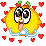 🥰 limón, dibujos animados, lindo, kawaii, corazón, amor, emoji whatsapp sticker