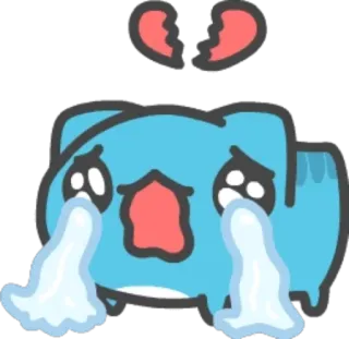 😭 悲しい, 泣く, 失恋, 漫画, 青, 感情的 telegram sticker