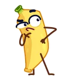 🤨 banane, fruit, dessin animé, réflexion, nourriture, jaune telegram sticker