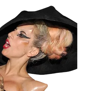😲 Lady Gaga cantante, estrella pop, celebridad, sombrero, retrato telegram sticker