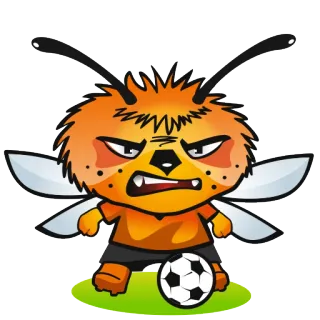 😠 abeja, fútbol, fútbol, deportes, dibujos animados, animal telegram sticker