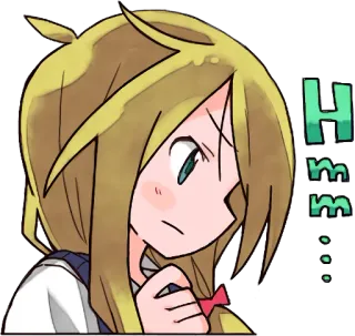 🤔 Hmm... Anime, Mangá, Pensando, Refletindo, Inseguro, Fofo telegram sticker