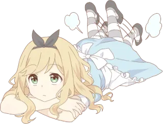 🤔 Alice Alice in Wonderland anime, dziewczyna, blondynka, sukienka, wstążka telegram sticker