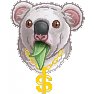 😐 Koala, Geld, Dollarzeichen, Goldkette, Cartoon, Sticker, Tier telegram sticker