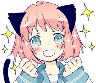 🤩 Anya Forger Spy x Family Anime, Spy x Family, Anya Forger, Brilhante, Fofo, Kawaii, Orelhas de gato telegram sticker
