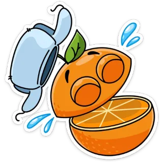 😂 orange, fruit, water, juice, drink, cartoon, cute telegram sticker