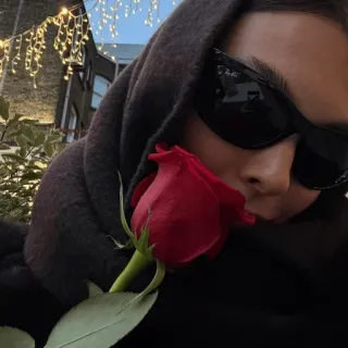 😎 donna, rosa, occhiali da sole, inverno, cappuccio, ritratto telegram sticker