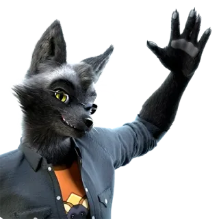 👋 Wolf, Anthro, Furry, Cartoon, Charakter, Brille telegram sticker