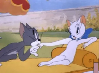 😘 Tom Cat Tom and Jerry кот, мультфильм, животное, романтика, приветствие, классический whatsapp sticker