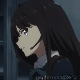 😨 @animestickerb anime, dziewczyna, kreskówka, animacja, naklejka, czarne włosy whatsapp sticker