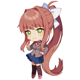 🖊 Monika Doki Doki Literature Club! anime, cute, character, video game, kawaii, monika, doki doki literature club, chibi telegram sticker