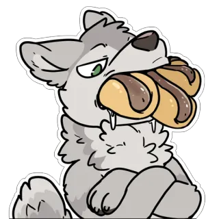 🌭 wolf, eten, hotdog, cartoon, dier, hond telegram sticker