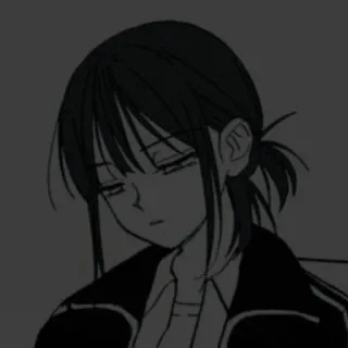 😕 anime, ragazza, seria, stanca, monocromatico telegram sticker