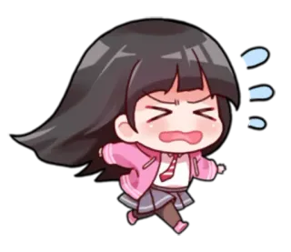 😖 Аниме, Мультфильм, Девушка, Бег, Чиби, Встревожена, Испугана telegram sticker