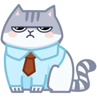 😠 gato, gravata, escritório, animal, sério telegram sticker