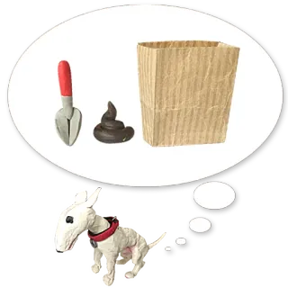 💩 dog, poop, shovel, bag, cartoon telegram sticker