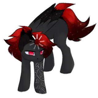 🤔 pony, dark, red, character, animal, fantasy, illustration, sticker telegram sticker