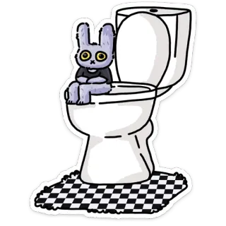 🚽 toilet, rabbit, bunny, bathroom, sticker, cute whatsapp sticker