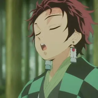 🌊 Tanjiro Kamado Demon Slayer anime, Demon Slayer, Tanjiro Kamado, mengantuk, kartun telegram sticker