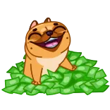 ๐ค hond, geld, contant, gelukkig, rijk, rijkdom, cartoon telegram sticker