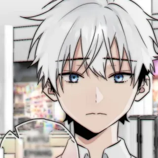 🥛 anime, boy, character, illustration, manga, white hair whatsapp sticker