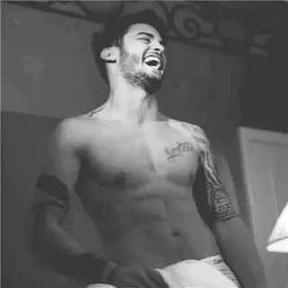😂 hombre, sin camisa, torso, ropa interior, tatuaje, masculino telegram sticker