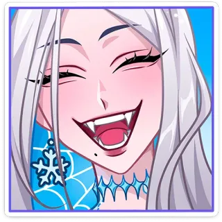 😅 wampir, anime, dziewczyna, kły, zima, płatek śniegu, kreskówka telegram sticker