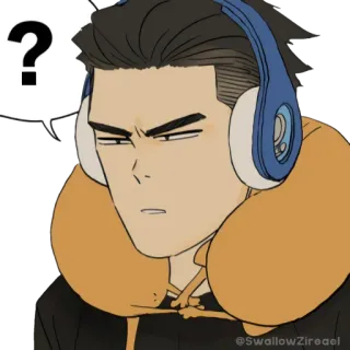 ❓ ? pegatina, dibujos animados, pregunta, auriculares, estilo anime telegram sticker