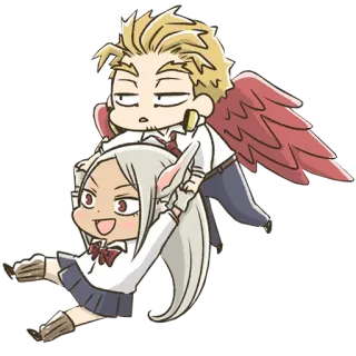 ❤️ Hawks My Hero Academia hawks, eri, anime, chibi, cute whatsapp sticker