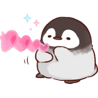 💕 penguin, cute, hearts, love, kawaii, animal telegram sticker