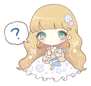 ❓ 卡通, 女孩, 动漫, 娃娃, 问题, 可爱 telegram sticker