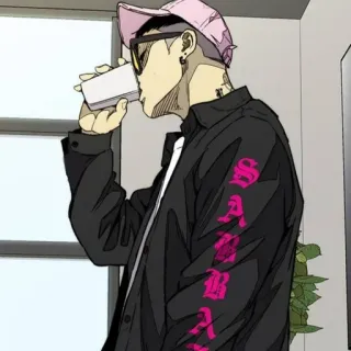 🌩 Anime, Cartone animato, Personaggio, Uomo, Bere, Cool, Elegante whatsapp sticker