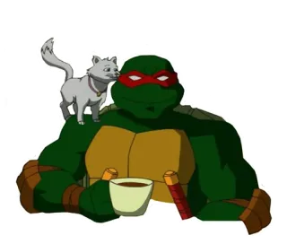 ☕ Raphael Teenage Mutant Ninja Turtles ninja turtle, cartoon, cat, pet, coffee telegram sticker
