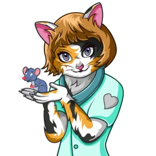 🥰 gato, ratón, animal, lindo, dibujo animado telegram sticker