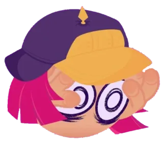 😳 cartone animato, faccia, personaggio, cappello, occhi, illustrazione telegram sticker
