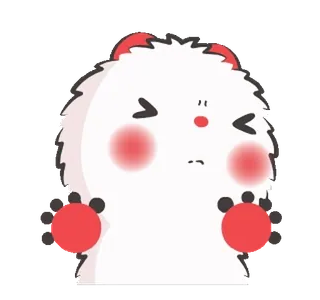 🙅‍♂ Dessin animé, Mignon, Personnage, Duveteux, Rouge, Blanc, Animé whatsapp sticker