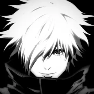 ♥ Anime, Manga, Portrait, Illustration, Personnage, Noir et blanc telegram sticker