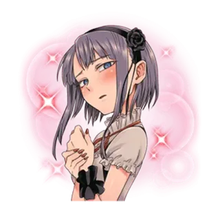 😍 anime girl, rose, portrait, grey hair, illustration, sticker whatsapp sticker