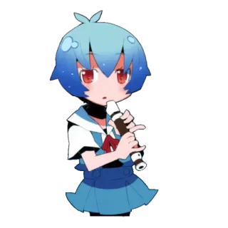 🔹 Anime, Lindo, Dibujos animados, Chica, Música, Flauta dulce, Pelo azul telegram sticker