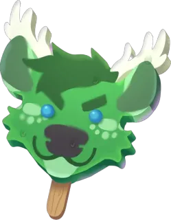 🦌 стикер, мультфильм, животное, фруктовый лед, олень, зеленый telegram sticker