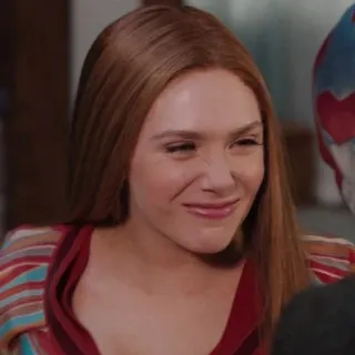 ☕️ Wanda Maximoff Wandavision mulher, sorrindo, Marvel, super-herói, personagem, televisão telegram sticker