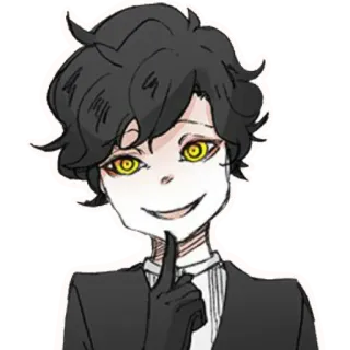 🤗 personaje, anime, manga, ilustración, retrato, ojos amarillos, pelo negro telegram sticker