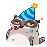 😐 guaxinim, festa, bêbado, animal, desenho animado telegram sticker