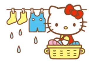 🌟 Hello Kitty Dessin animé, Mignon, Kawaii, Chat, Chaton, Lessive telegram sticker