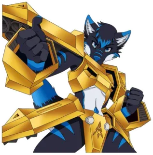 💙 Fellwesen, Wolf, Waffe, Rüstung, Anthro telegram sticker
