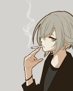 🚬 fumare, sigaretta, anime, capelli grigi, tabacco, fumo telegram sticker